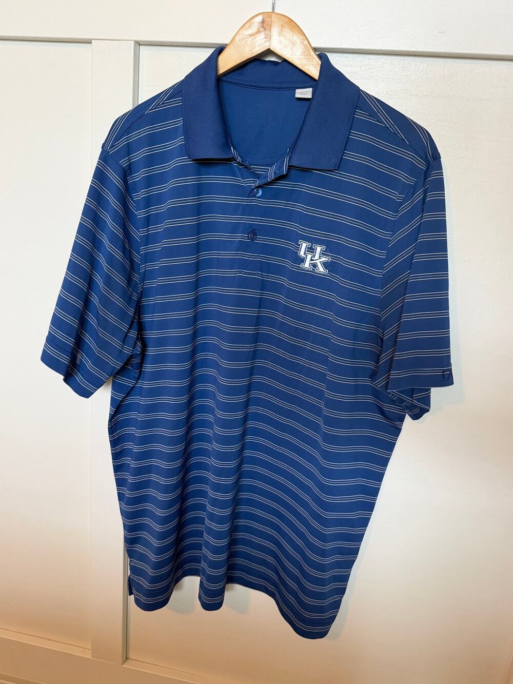 Cutter & Buck Kentucky Wildcats Blue Striped Polo Shirt Men’s XXL NCAA Golf